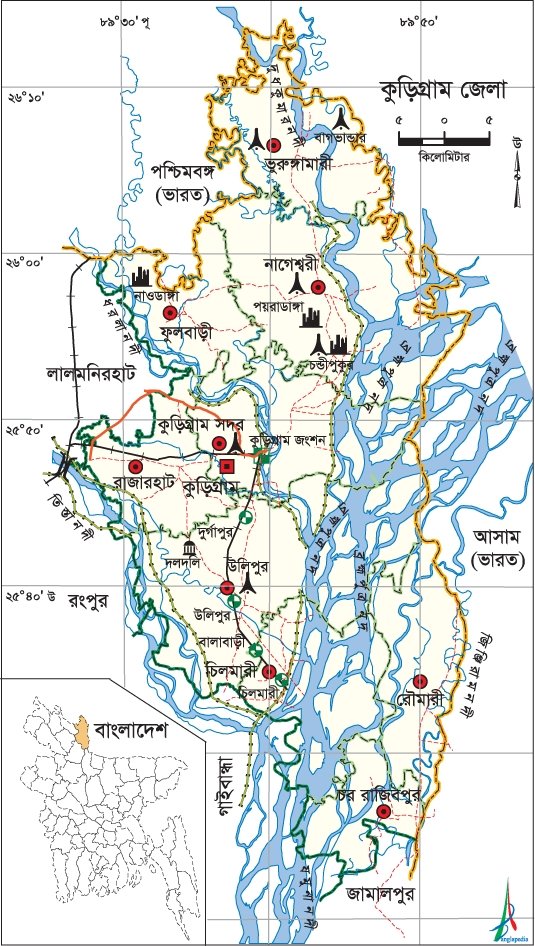 কুড়িগ্রাম জেলার মানচিত্র